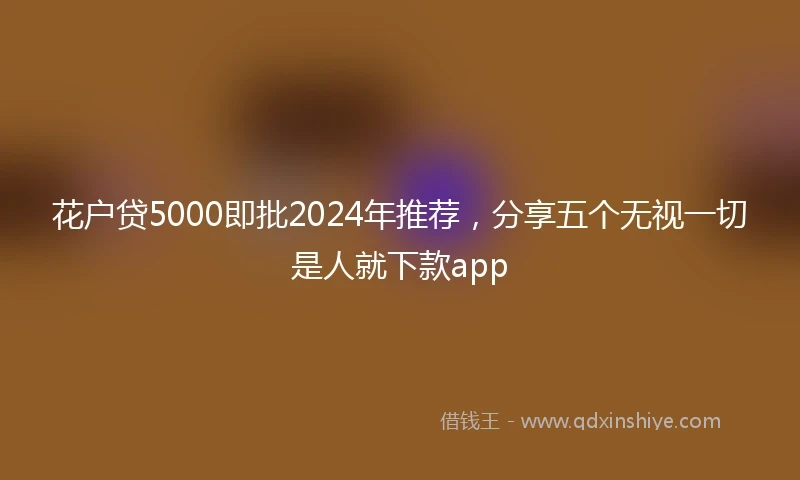 花户贷5000即批2024年推荐，分享五个无视一切是人就下款app