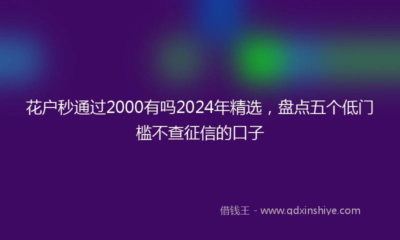 花户秒通过2000有吗2024年精选，盘点五个低门槛不查征信的口子