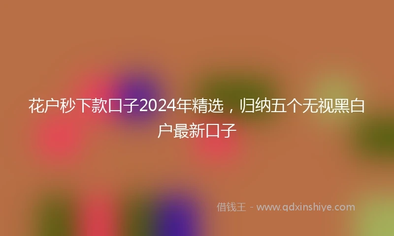 花户秒下款口子2024年精选，归纳五个无视黑白户最新口子