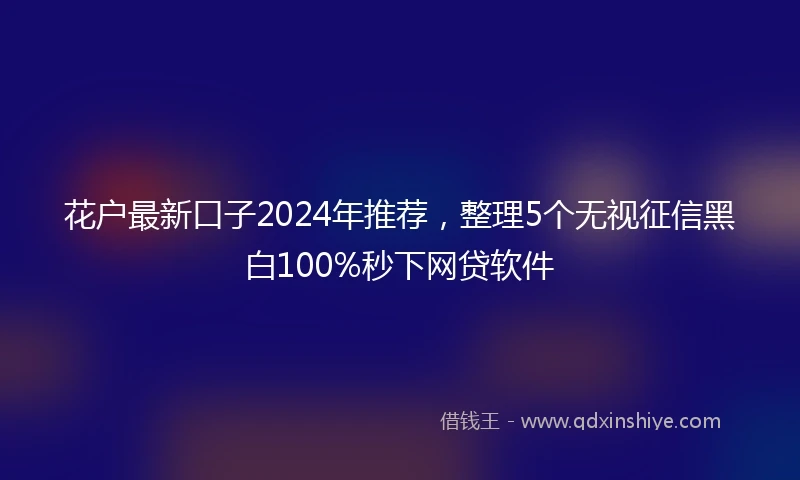 花户最新口子2024年推荐，整理5个无视征信黑白100%秒下网贷软件