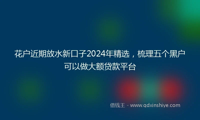 花户近期放水新口子2024年精选，梳理五个黑户可以做大额贷款平台