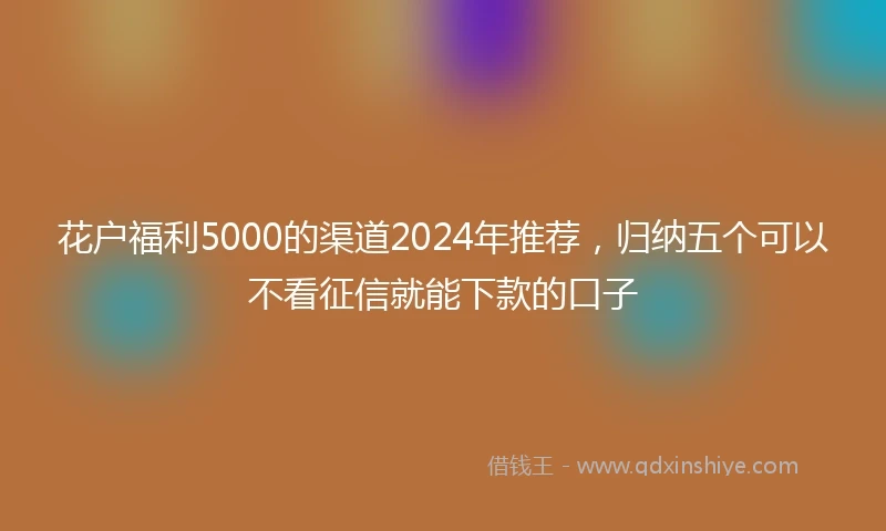 花户福利5000的渠道2024年推荐，归纳五个可以不看征信就能下款的口子