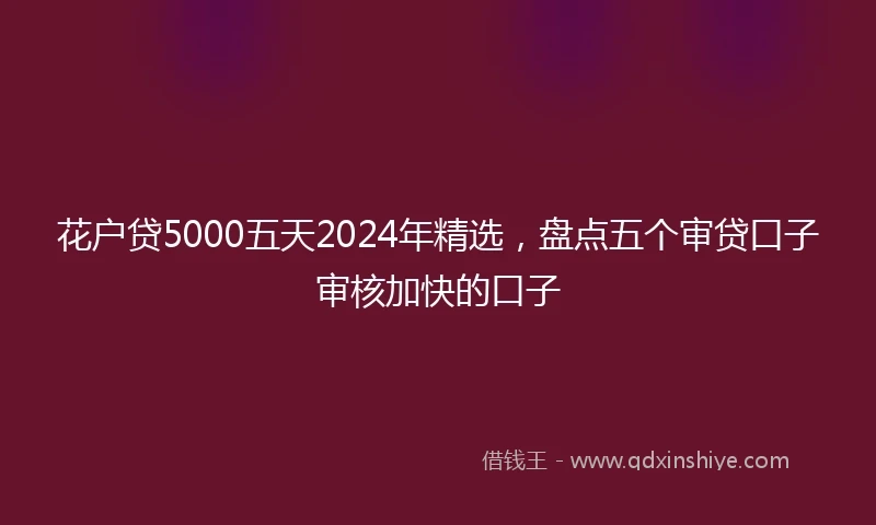 花户贷5000五天2024年精选，盘点五个审贷口子审核加快的口子