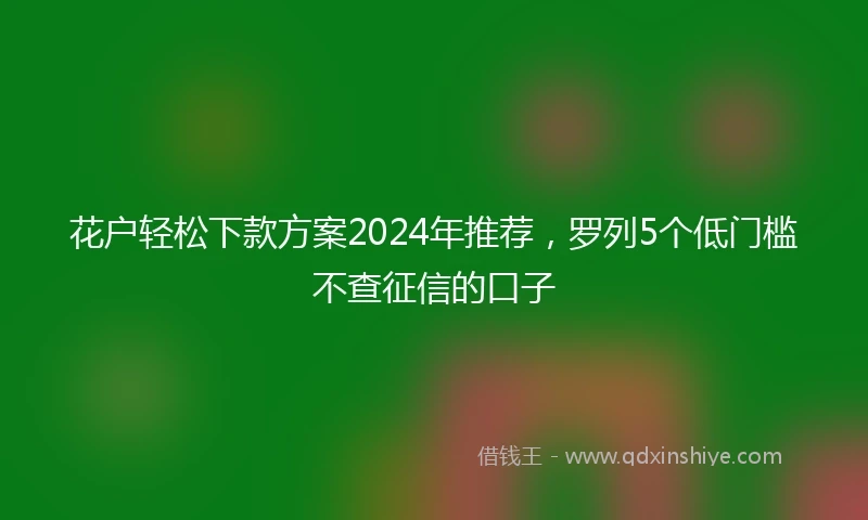 花户轻松下款方案2024年推荐，罗列5个低门槛不查征信的口子