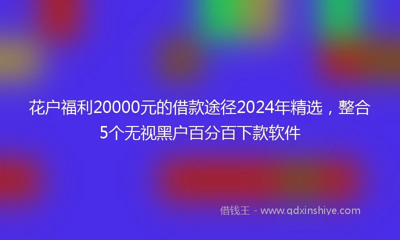 花户福利20000元的借款途径2024年精选，整合5个无视黑户百分百下款软件