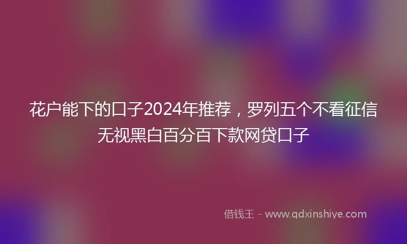 花户能下的口子2024年推荐，罗列五个不看征信无视黑白百分百下款网贷口子