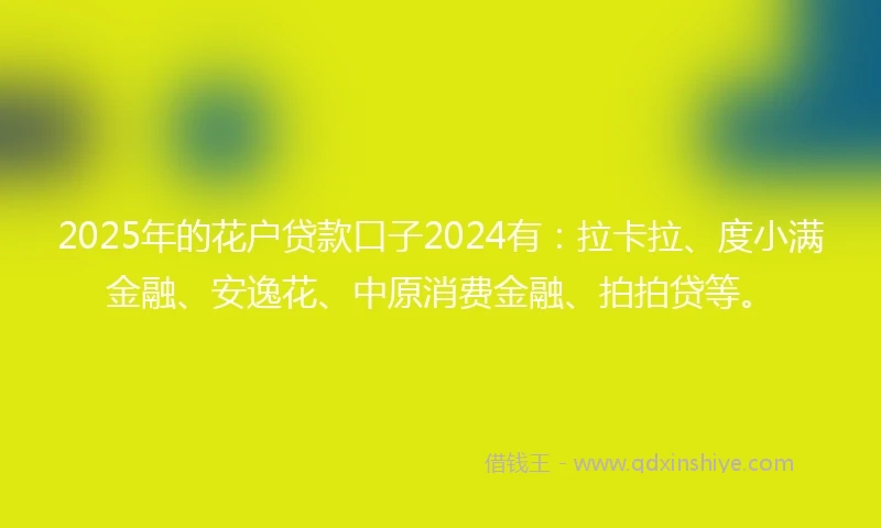 2025年的花户贷款口子2024有：拉卡拉、度小满金融、安逸花、中原消费金融、拍拍贷等。
