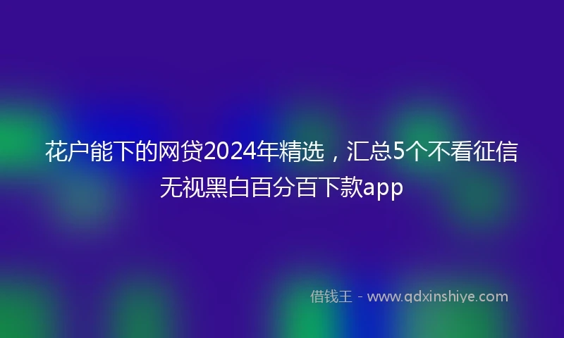 花户能下的网贷2024年精选，汇总5个不看征信无视黑白百分百下款app