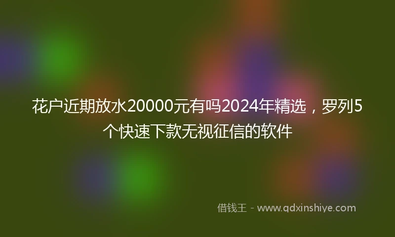 花户近期放水20000元有吗2024年精选，罗列5个快速下款无视征信的软件