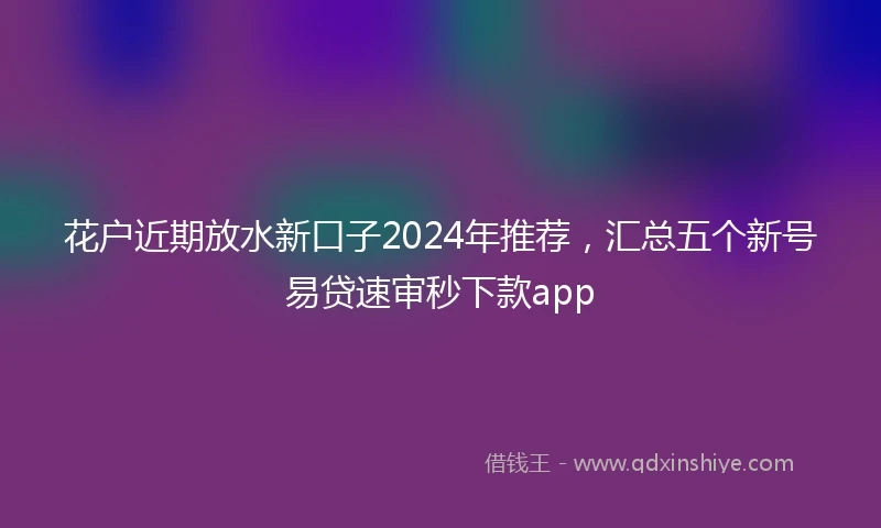 花户近期放水新口子2024年推荐，汇总五个新号易贷速审秒下款app