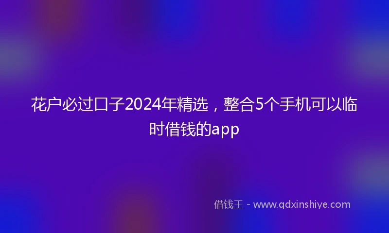 花户必过口子2024年精选，整合5个手机可以临时借钱的app