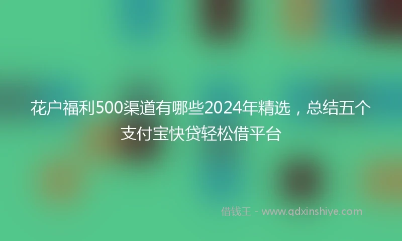 花户福利500渠道有哪些2024年精选，总结五个支付宝快贷轻松借平台