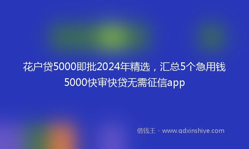 花户贷5000即批2024年精选，汇总5个急用钱5000快审快贷无需征信app