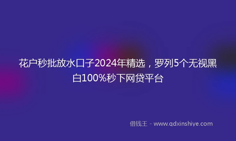 花户秒批放水口子2024年精选，罗列5个无视黑白100%秒下网贷平台