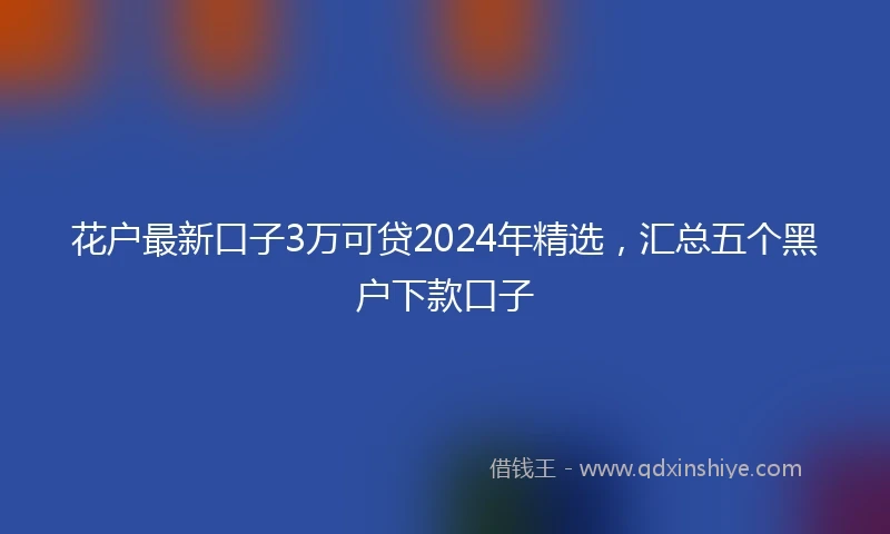 花户最新口子3万可贷2024年精选，汇总五个黑户下款口子