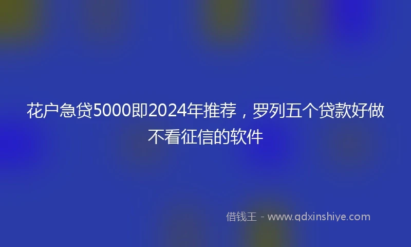 花户急贷5000即2024年推荐，罗列五个贷款好做不看征信的软件