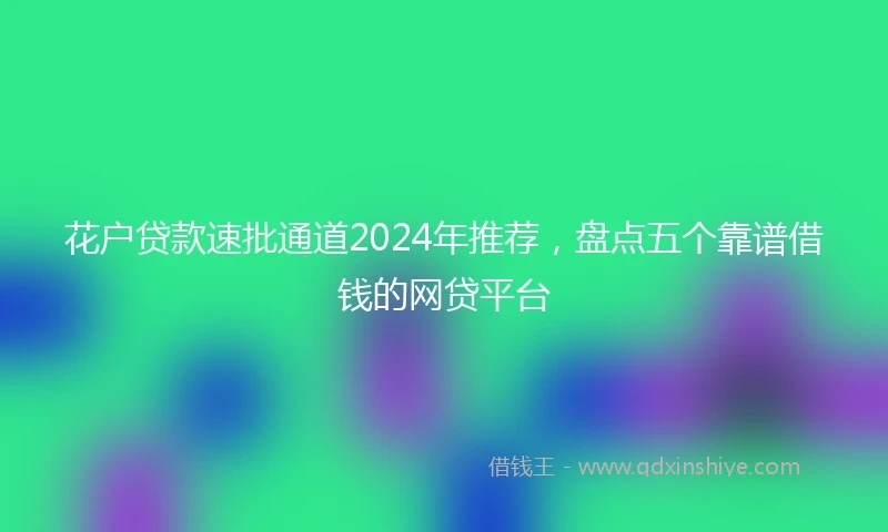 花户贷款速批通道2024年推荐，盘点五个靠谱借钱的网贷平台