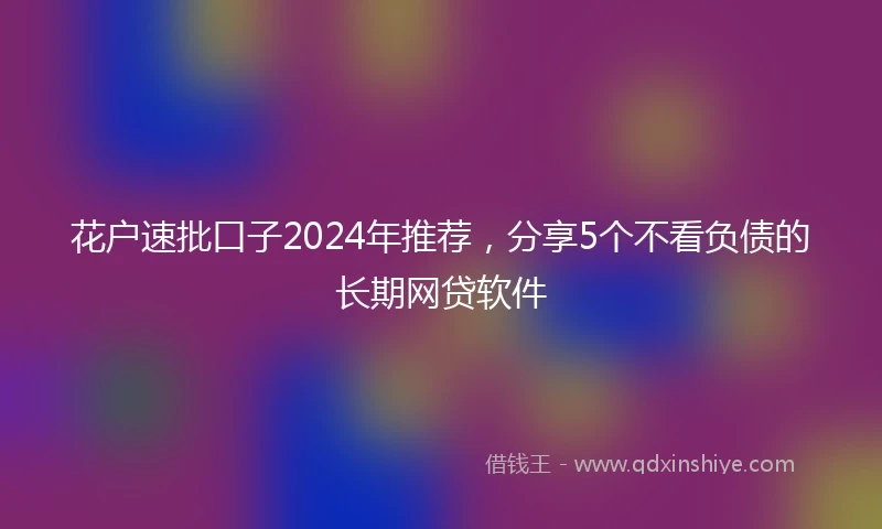 花户速批口子2024年推荐，分享5个不看负债的长期网贷软件