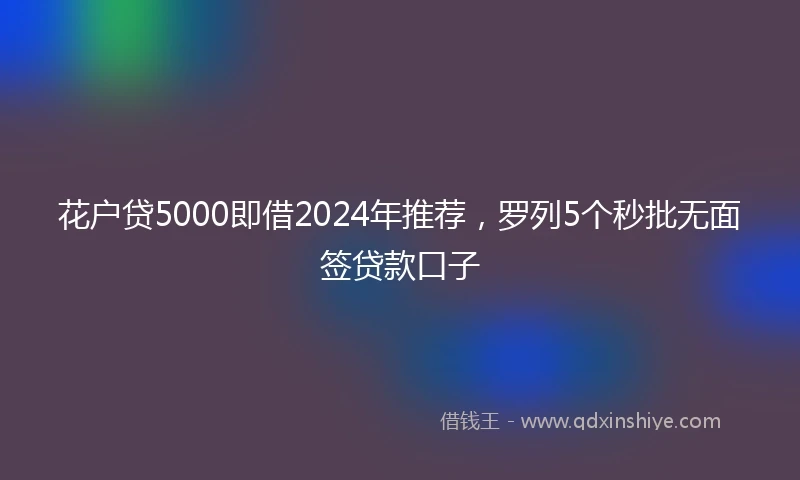花户贷5000即借2024年推荐，罗列5个秒批无面签贷款口子