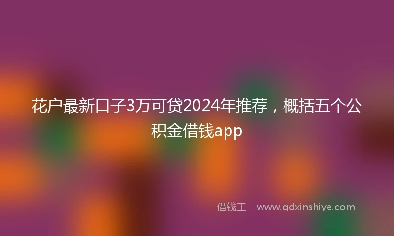 花户最新口子3万可贷2024年推荐，概括五个公积金借钱app