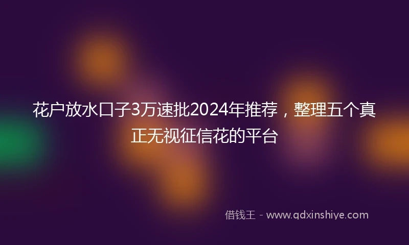 花户放水口子3万速批2024年推荐，整理五个真正无视征信花的平台