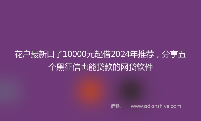 花户最新口子10000元起借2024年推荐，分享五个黑征信也能贷款的网贷软件