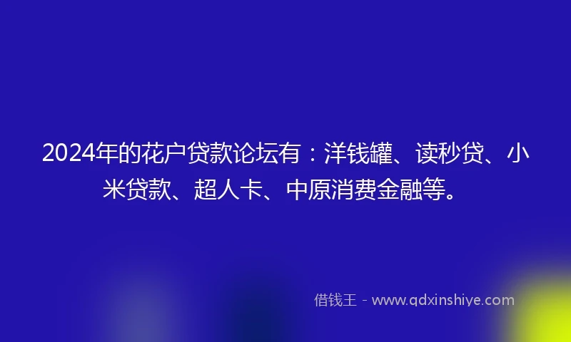 2024年的花户贷款论坛有：洋钱罐、读秒贷、小米贷款、超人卡、中原消费金融等。