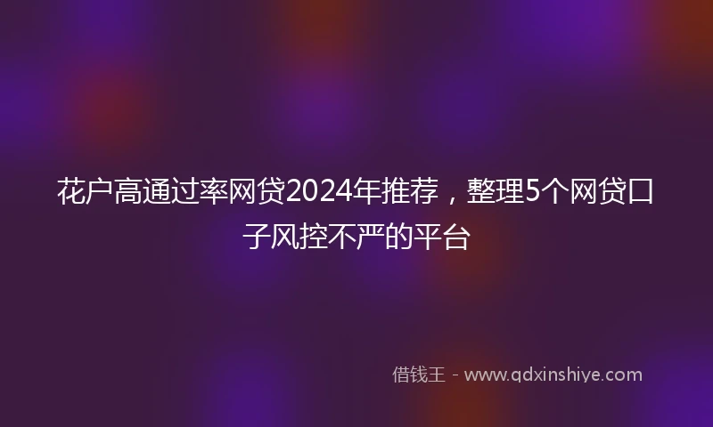 花户高通过率网贷2024年推荐，整理5个网贷口子风控不严的平台
