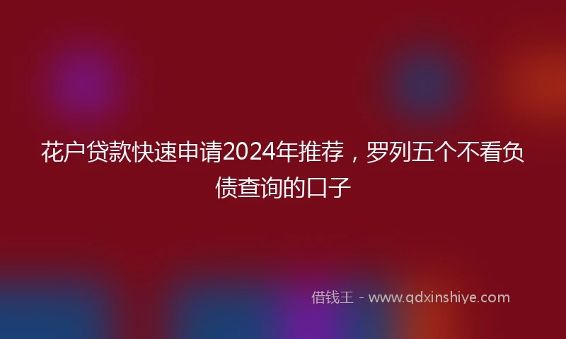 花户贷款快速申请2024年推荐，罗列五个不看负债查询的口子