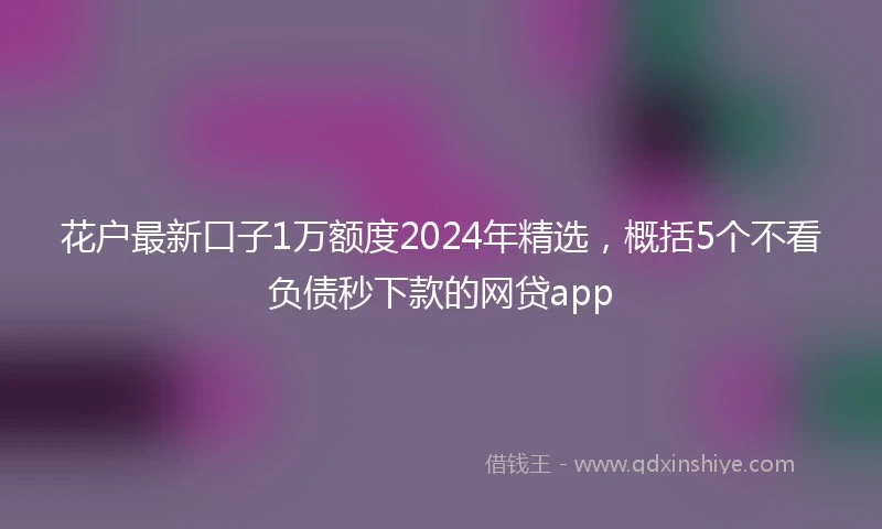 花户最新口子1万额度2024年精选，概括5个不看负债秒下款的网贷app