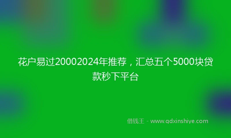 花户易过20002024年推荐，汇总五个5000块贷款秒下平台