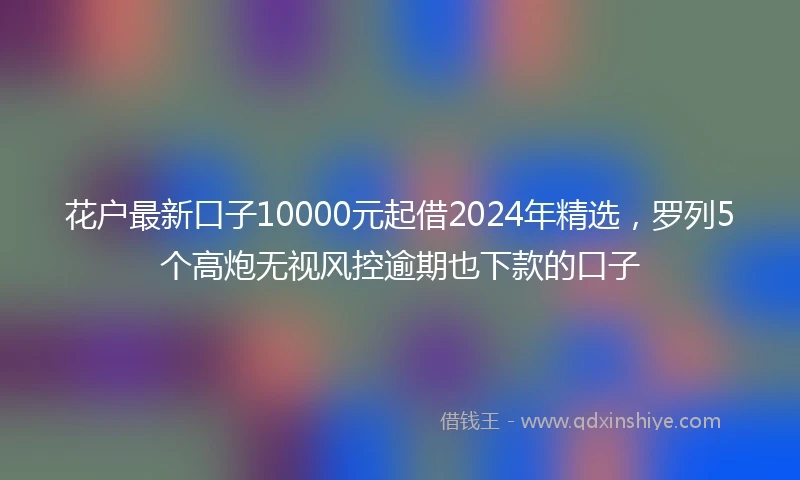 花户最新口子10000元起借2024年精选，罗列5个高炮无视风控逾期也下款的口子