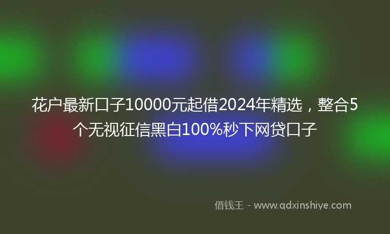 花户最新口子10000元起借2024年精选，整合5个无视征信黑白100%秒下网贷口子