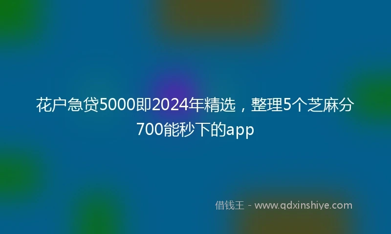 花户急贷5000即2024年精选，整理5个芝麻分700能秒下的app