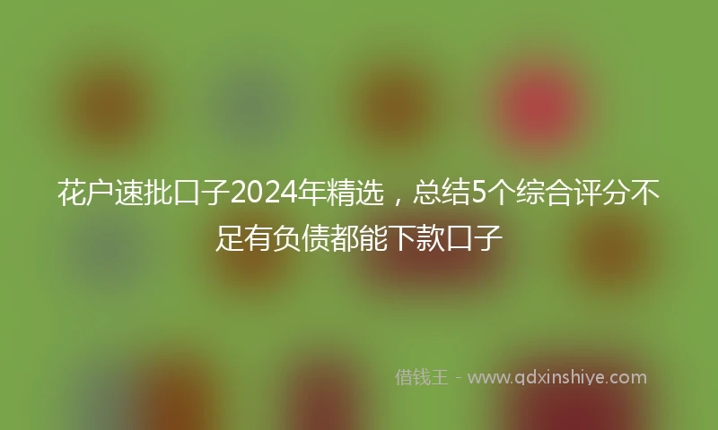 花户速批口子2024年精选，总结5个综合评分不足有负债都能下款口子