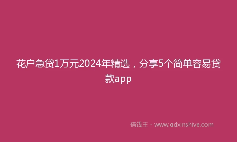 花户急贷1万元2024年精选，分享5个简单容易贷款app