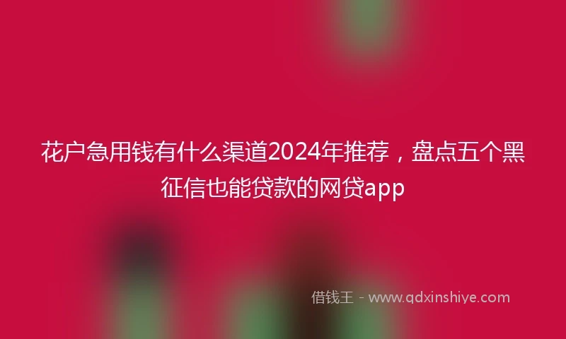 花户急用钱有什么渠道2024年推荐，盘点五个黑征信也能贷款的网贷app