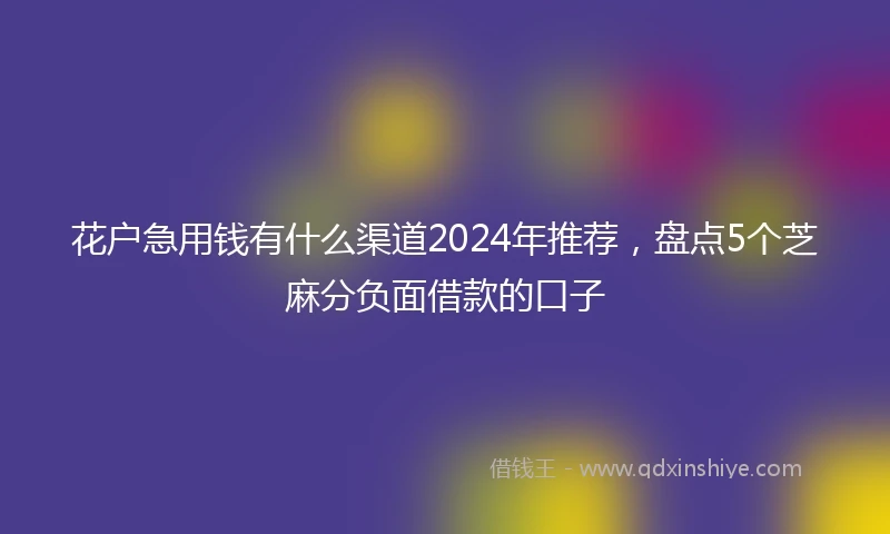 花户急用钱有什么渠道2024年推荐，盘点5个芝麻分负面借款的口子