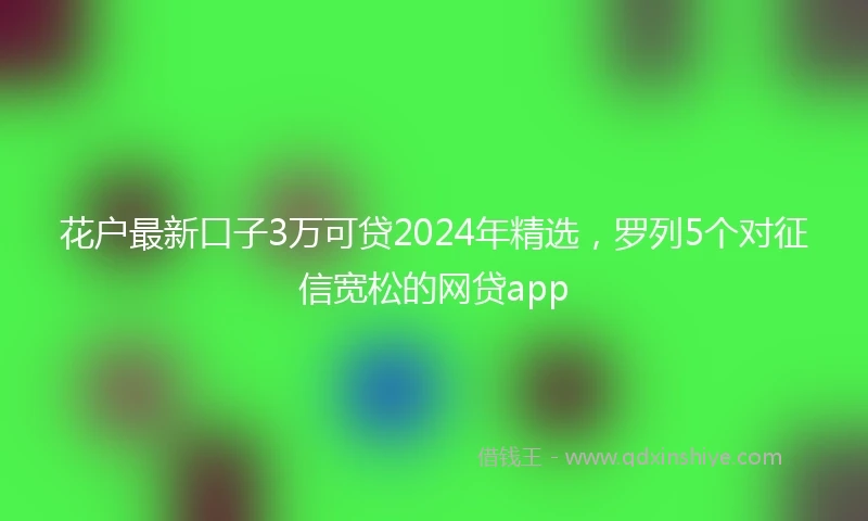 花户最新口子3万可贷2024年精选，罗列5个对征信宽松的网贷app