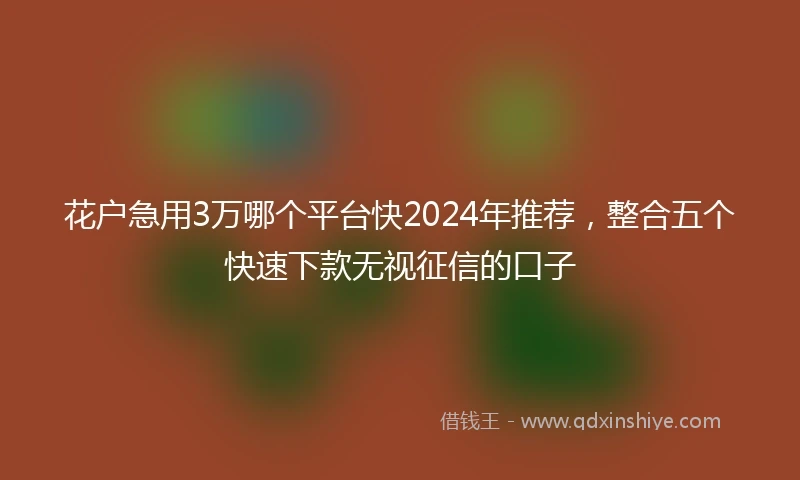 花户急用3万哪个平台快2024年推荐，整合五个快速下款无视征信的口子