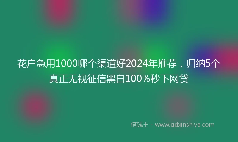 花户急用1000哪个渠道好2024年推荐，归纳5个真正无视征信黑白100%秒下网贷