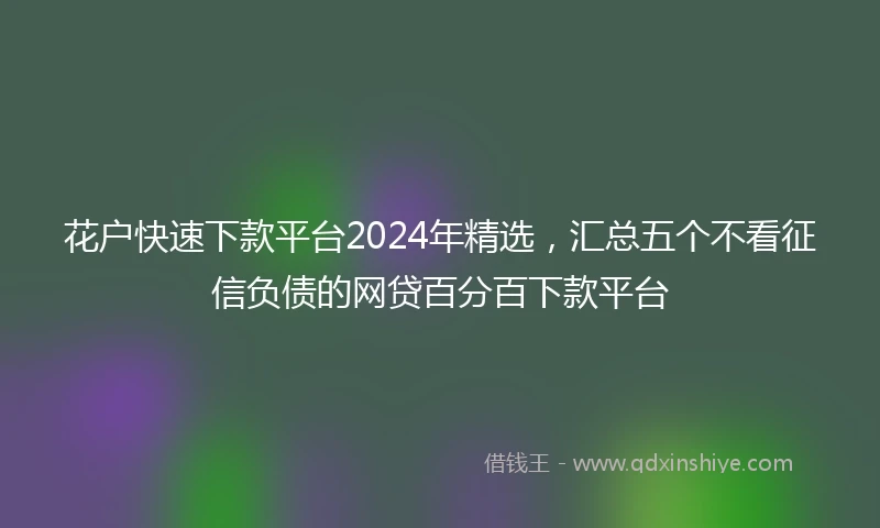 花户快速下款平台2024年精选，汇总五个不看征信负债的网贷百分百下款平台