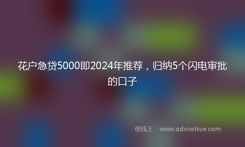 花户急贷5000即2024年推荐，归纳5个闪电审批的口子