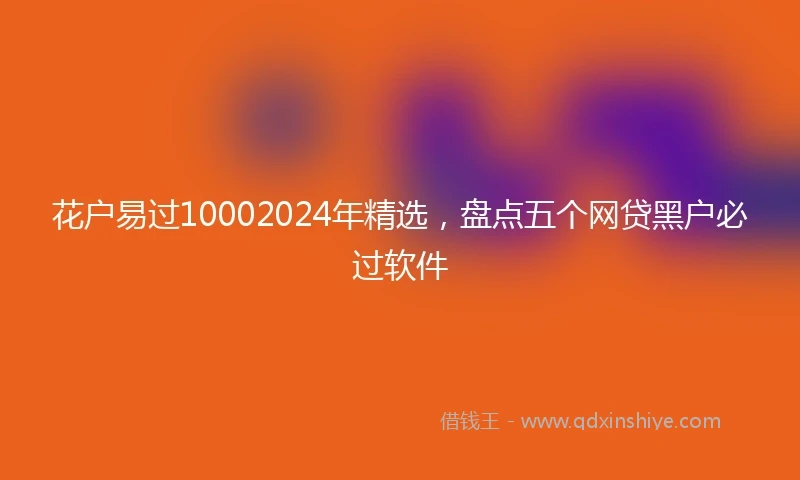 花户易过10002024年精选，盘点五个网贷黑户必过软件