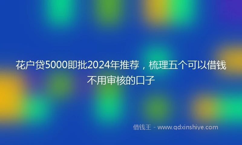 花户贷5000即批2024年推荐，梳理五个可以借钱不用审核的口子