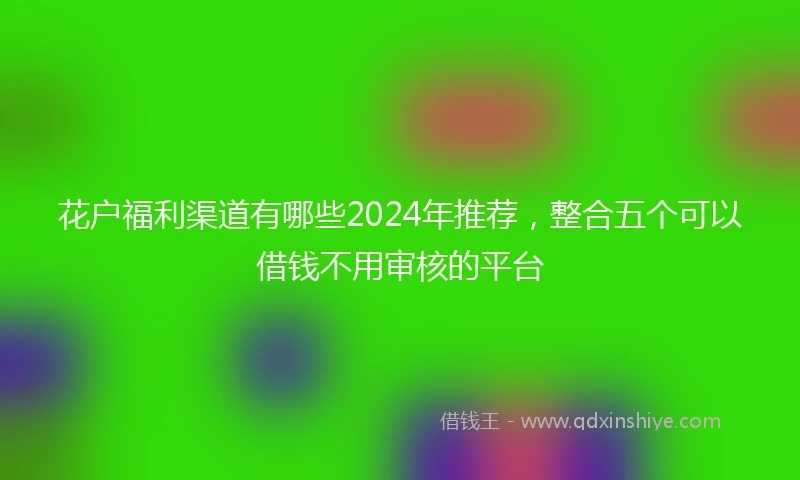 花户福利渠道有哪些2024年推荐，整合五个可以借钱不用审核的平台
