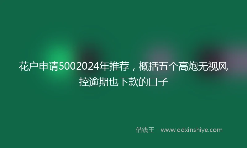 花户申请5002024年推荐，概括五个高炮无视风控逾期也下款的口子