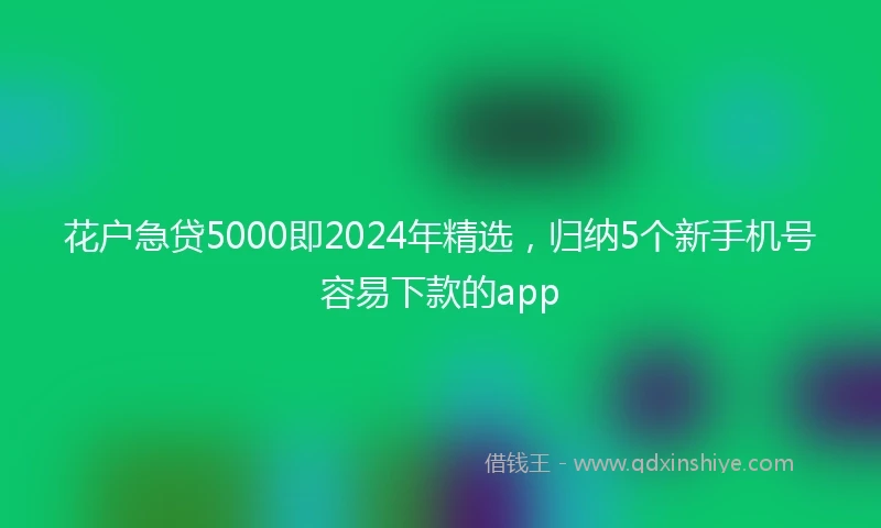 花户急贷5000即2024年精选，归纳5个新手机号容易下款的app