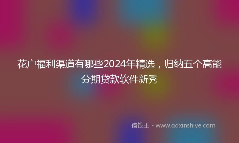 花户福利渠道有哪些2024年精选，归纳五个高能分期贷款软件新秀