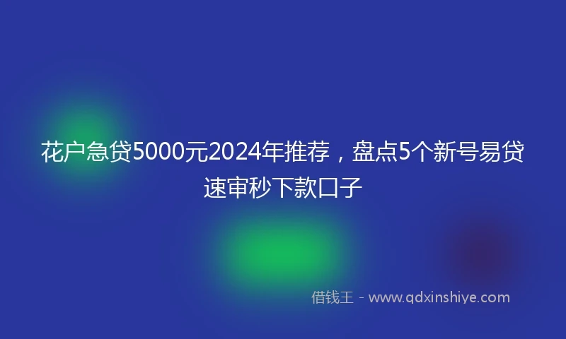 花户急贷5000元2024年推荐，盘点5个新号易贷速审秒下款口子